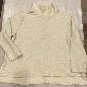 ❤️2/$30❤️[3X]Ava.Viv Turtle Neck SideSlits 3/4 Sleeve Sweater metallic strings